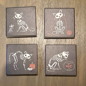 Halloween Skeleton Cat Coasters